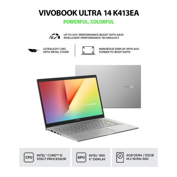 ASUS VivoBook Ultra 14 K413EQ-EB551IPS - Transparent Silver