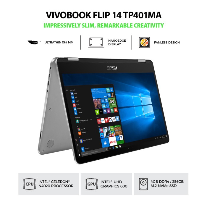 ASUS VivoBook Flip 14 TP401MA-BZ221TS - Light Grey
